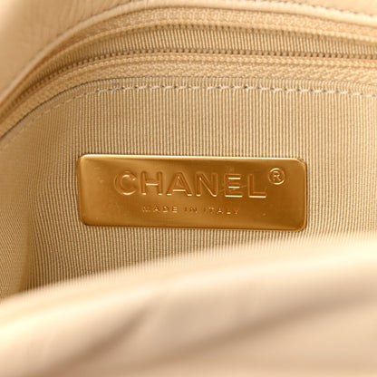 Chanel Shiny Goatskin Quilted Medium Chanel 19 Flap Beige 6 of 11