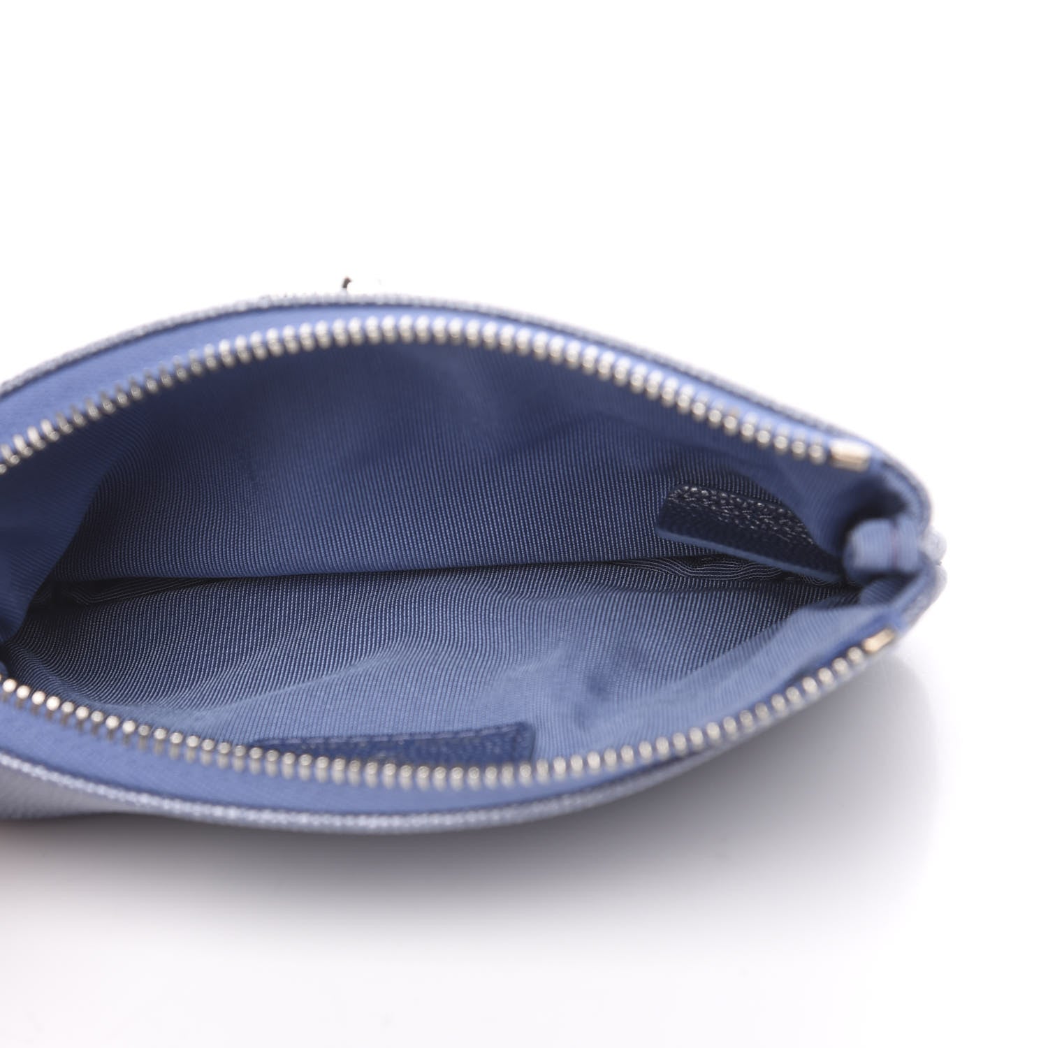 Chanel Metallic Caviar Chevron Quilted Small Vintage Mademoiselle Cosmetic Case Blue 4 of 7