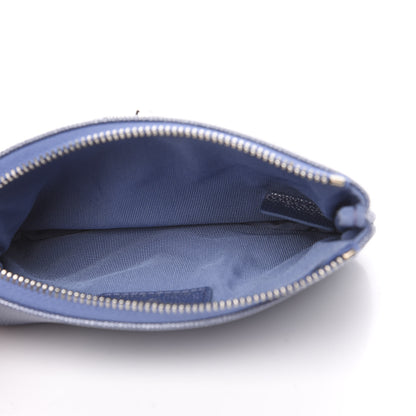 Chanel Metallic Caviar Chevron Quilted Small Vintage Mademoiselle Cosmetic Case Blue 4 of 7