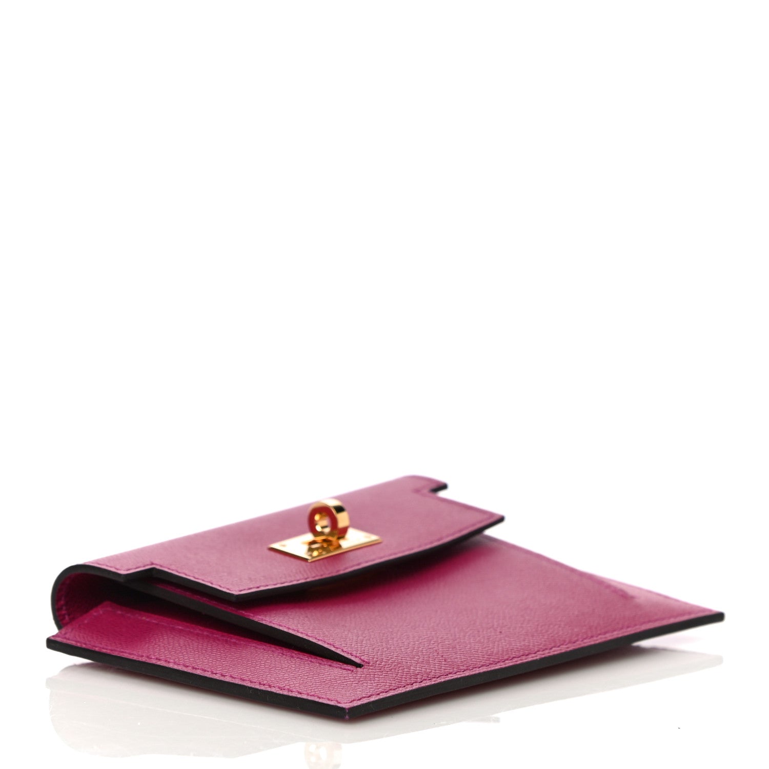 Hermes Madame Calfskin Kelly Pocket Compact Wallet Rose Pourpre 4 of 11