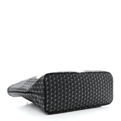 Moynat Grained Calfskin Canvas 1920 Oh! Tote Ruban MM  Carbon Silver 4 of 10