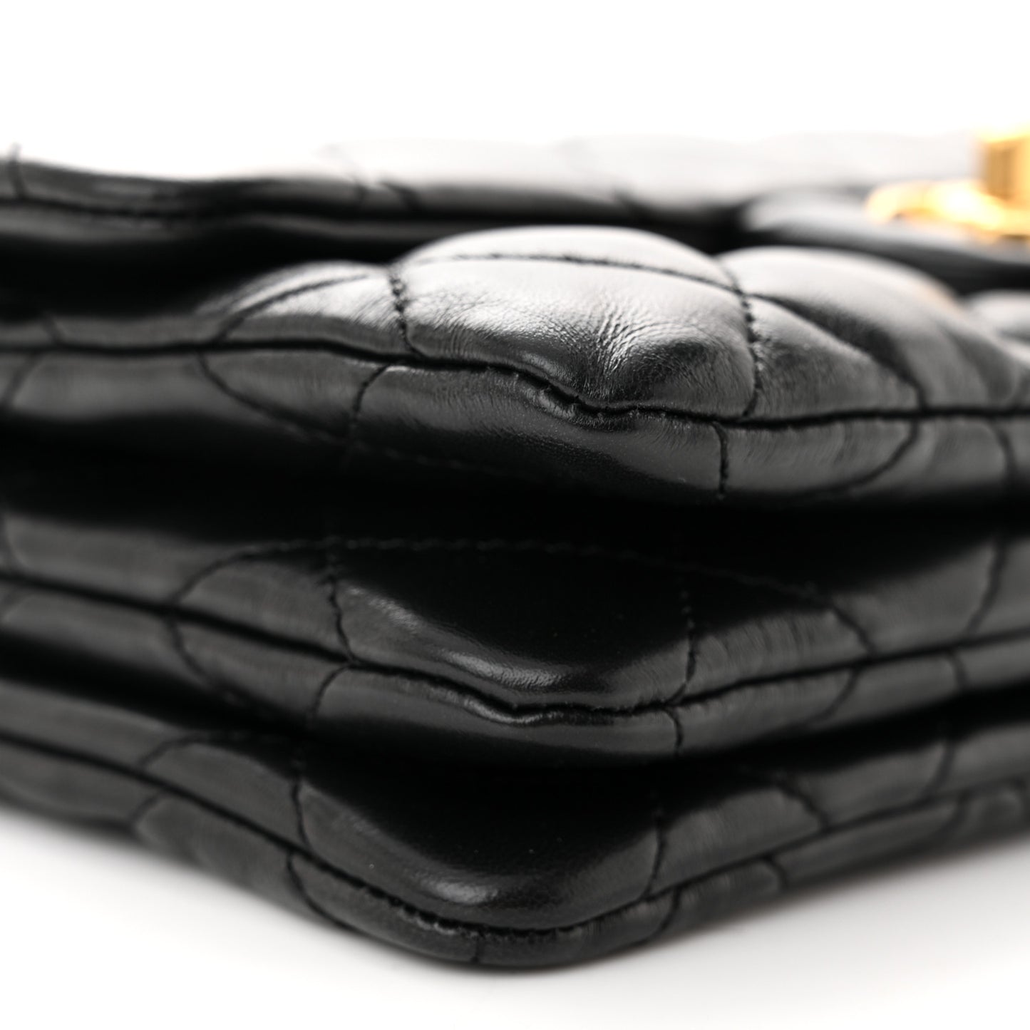 Lambskin Quilted Small Pillow Crush Flap Black