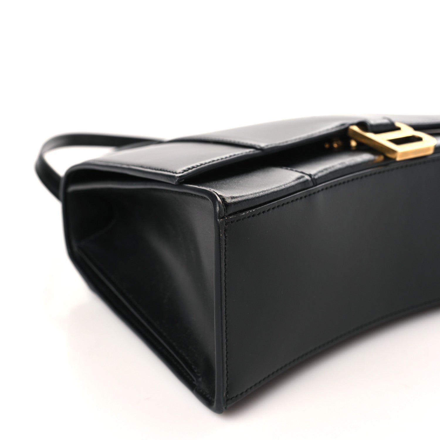 Balenciaga Shiny Box Calfskin Medium Hourglass Top Handle Bag Black 8 of 9