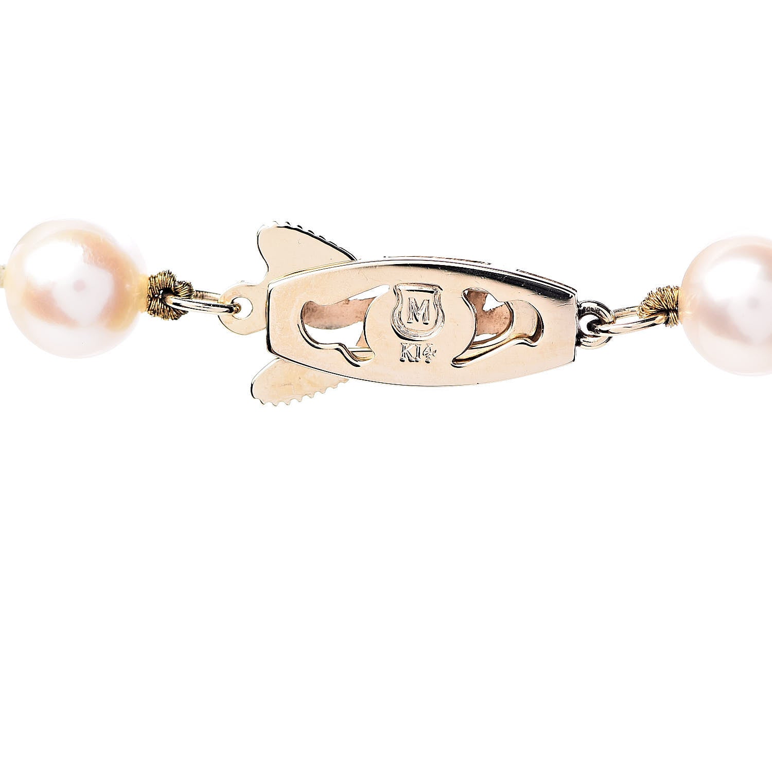 Mikimoto 14K Yellow Gold Akoya Pearl 7-7.5mm Strand Necklace 17.5" 4 of 6