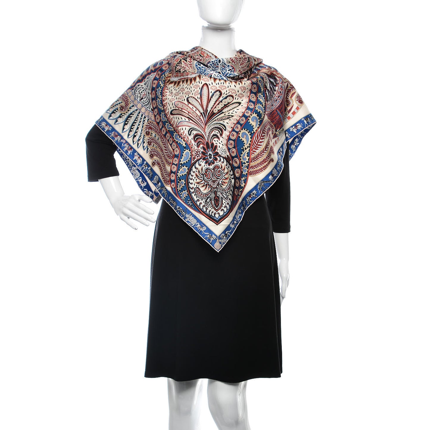 Silk Le Jardin De La Maharani Scarf 90 Ivory Bleu Bois De Rose