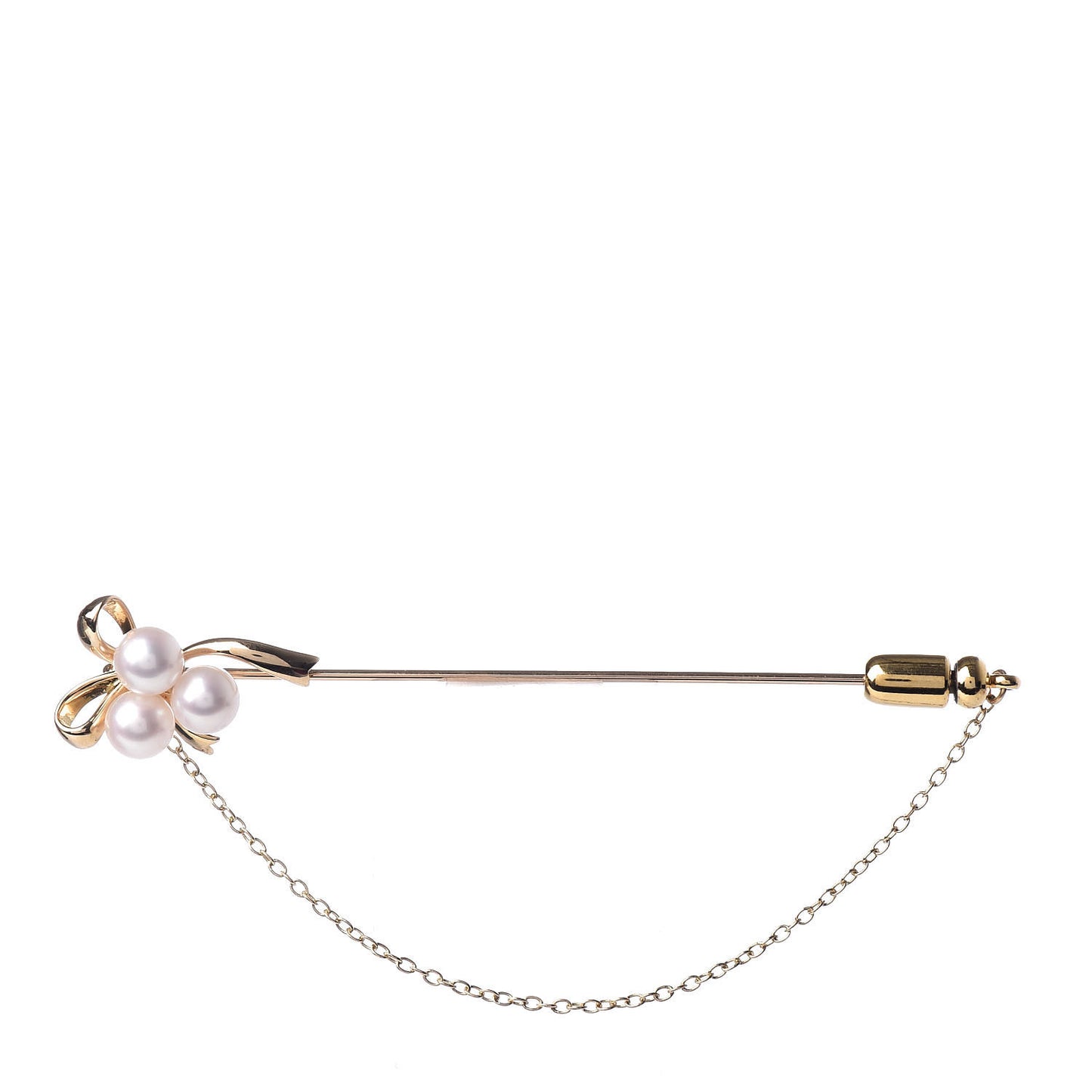 18K Yellow Gold Akoya Pearl 5.5mm Stick Pin Brooch