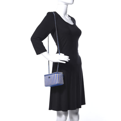 Chanel Raffia Jute Striped Small Vanity Case With Chain Blue Beige 2 of 10