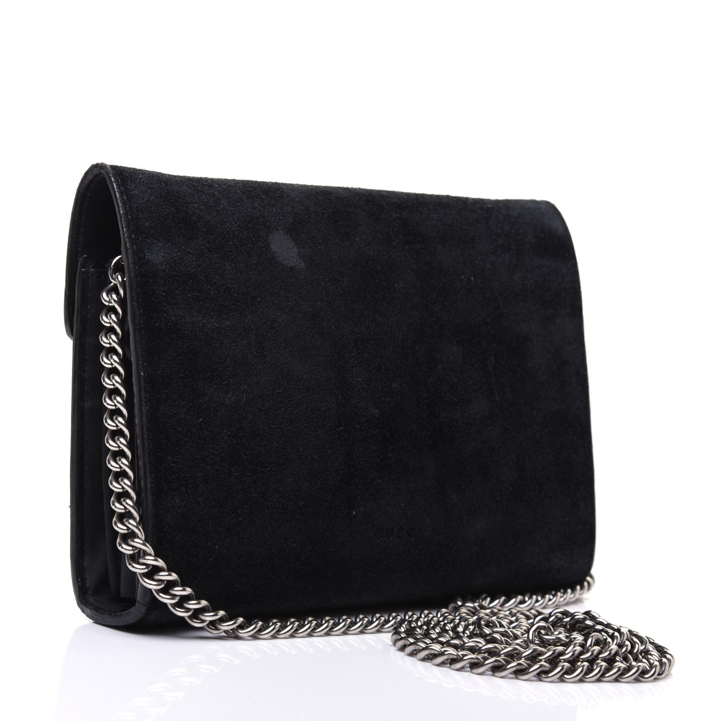 Suede Mini Dionysus Chain Wallet Black
