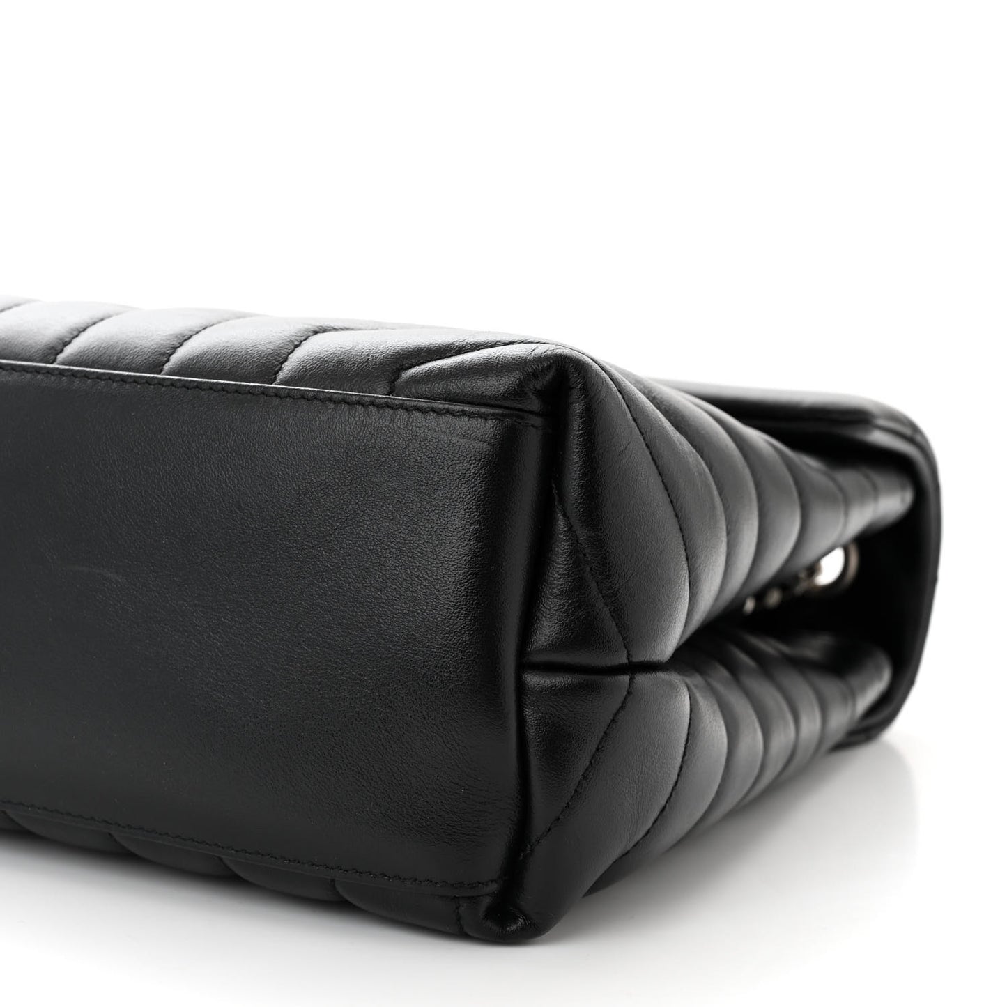 Calfskin Y Quilted Monogram Medium Loulou Chain Satchel Black