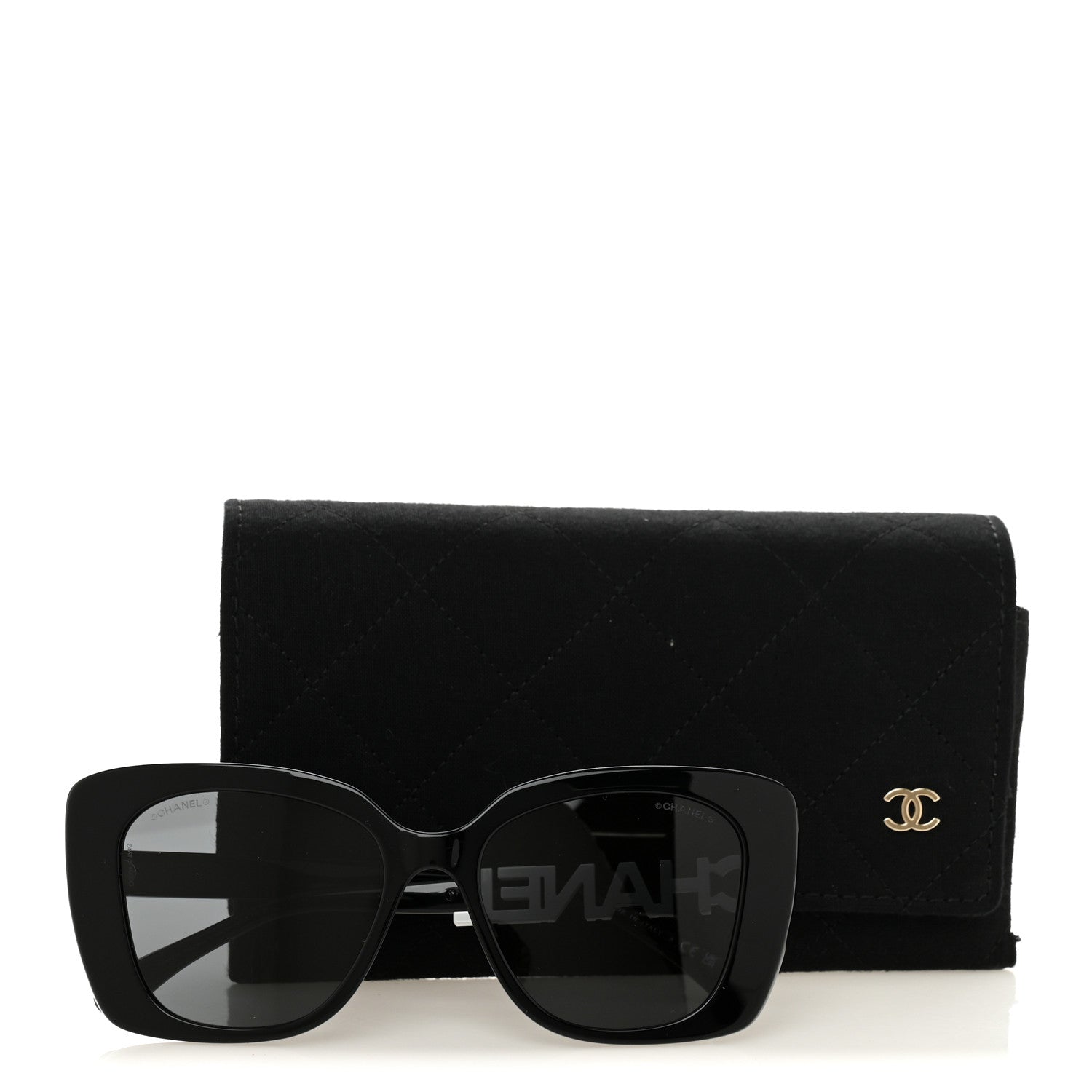 Chanel Acetate Strass Square Sunglasses 5422-B-A Black White