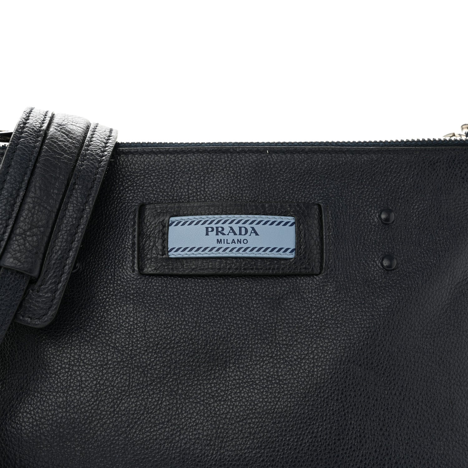 Prada Glace Calf Etiquette Crossbody Black Astrale 10 of 13