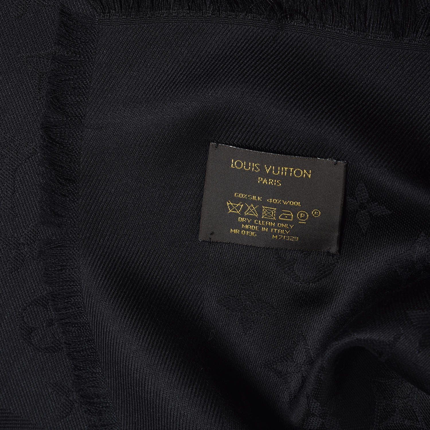 Louis Vuitton Silk Wool Monogram Shawl Black 4 of 4