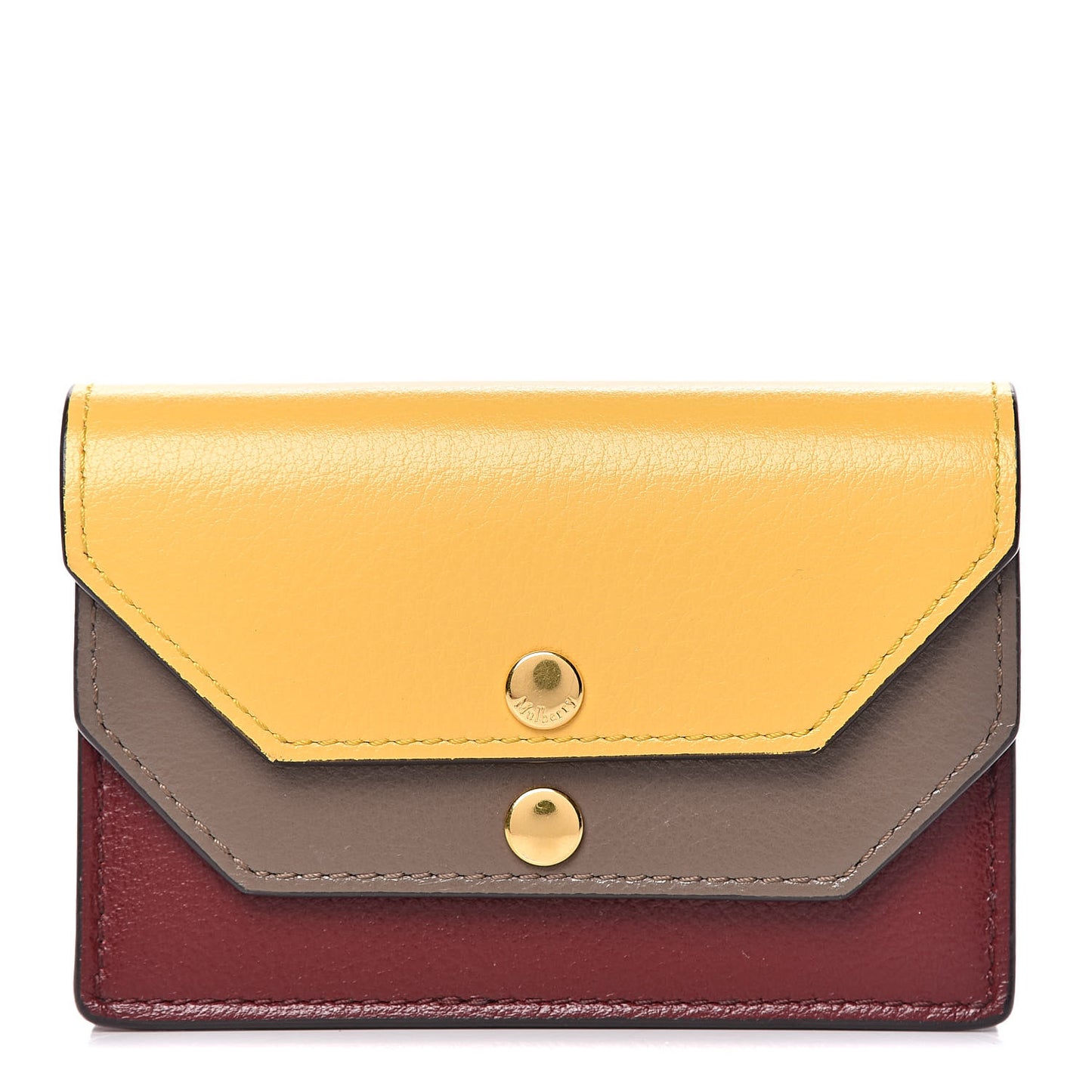 Smooth Calfskin Multiflap Card Case Wallet Sunflower Clay Crimson