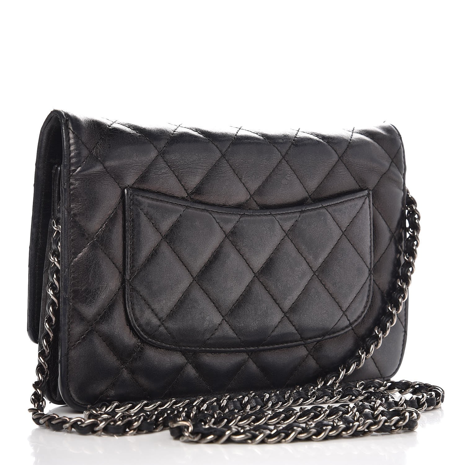 Chanel Aged Calfskin Reissue Wallet On Chain WOC Black 3 of 12