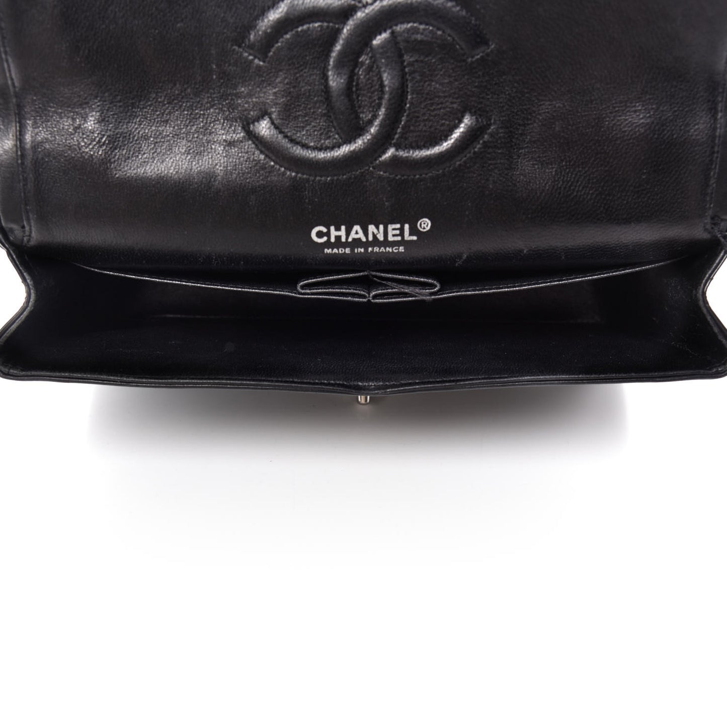 Patent Quilted Medium Double Flap Black