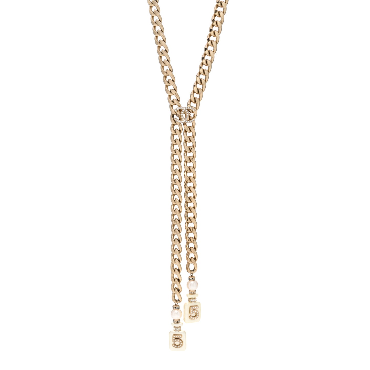 Pearl Resin Crystal CC No 5 Perfume Bottle Chain Gold