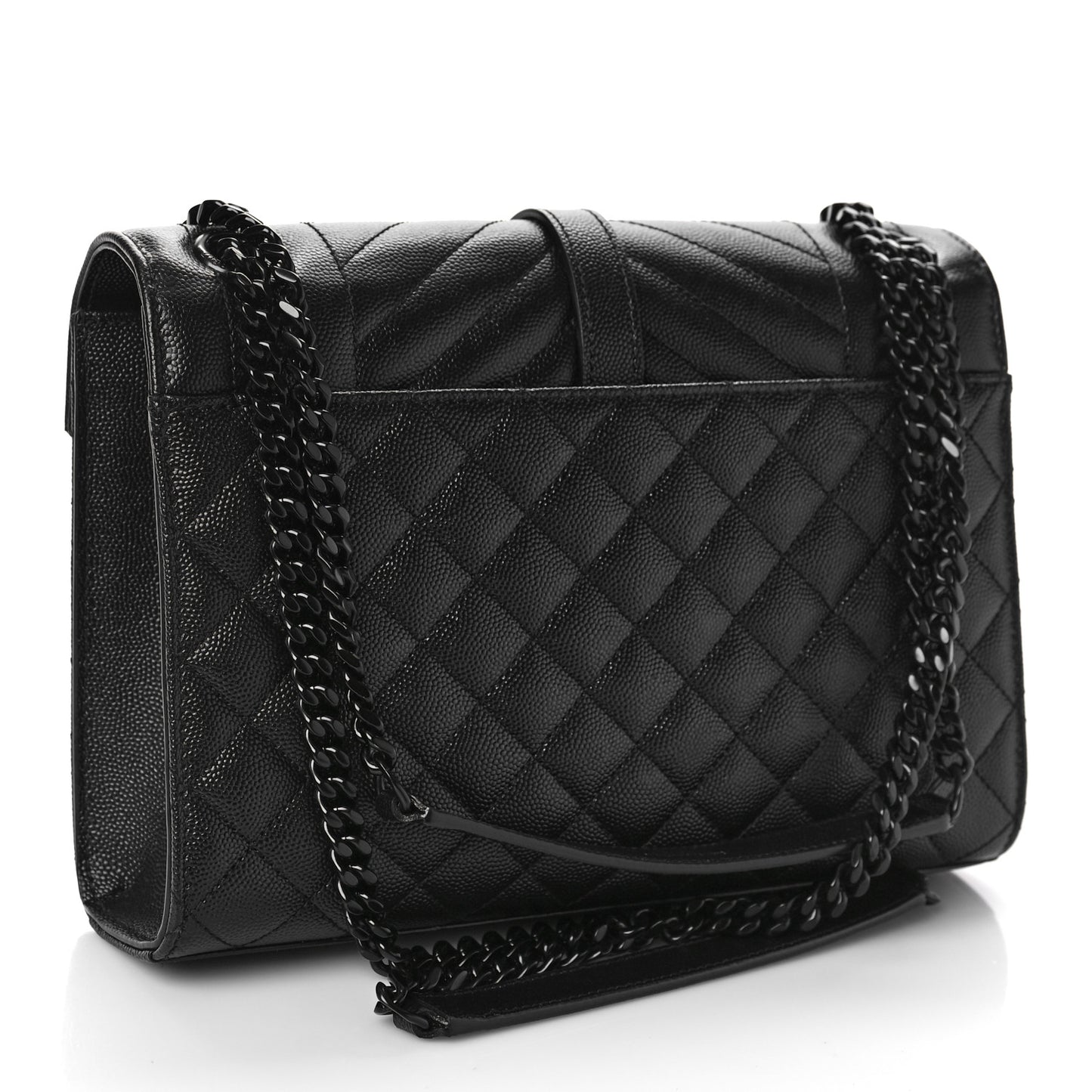 Grain De Poudre Textured Mixed Matelasse Triquilt Medium Monogram Monochrome Satchel Black