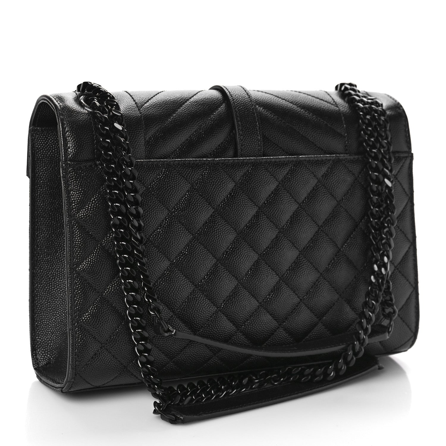 Saint Laurent Grain De Poudre Textured Mixed Matelasse Triquilt Medium Monogram Monochrome Satchel Black 3 of 8