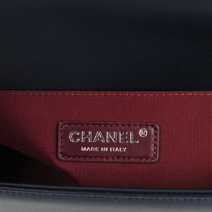 Chanel Calfskin Woven Medium Boy Flap Navy Green 7 of 9