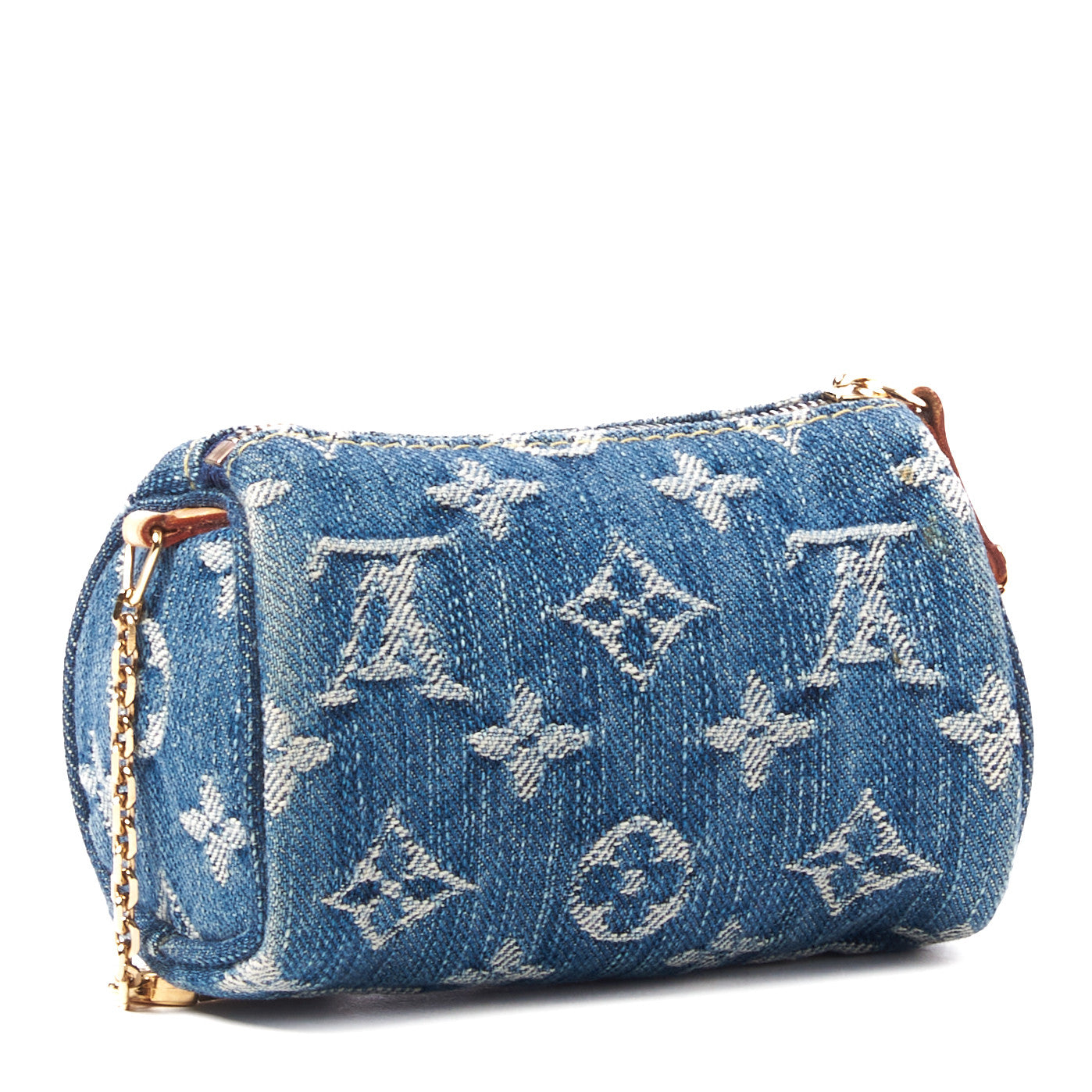 Louis Vuitton Monogram Denim Pochette Speedy PM Key Holder Blue 2 of 7