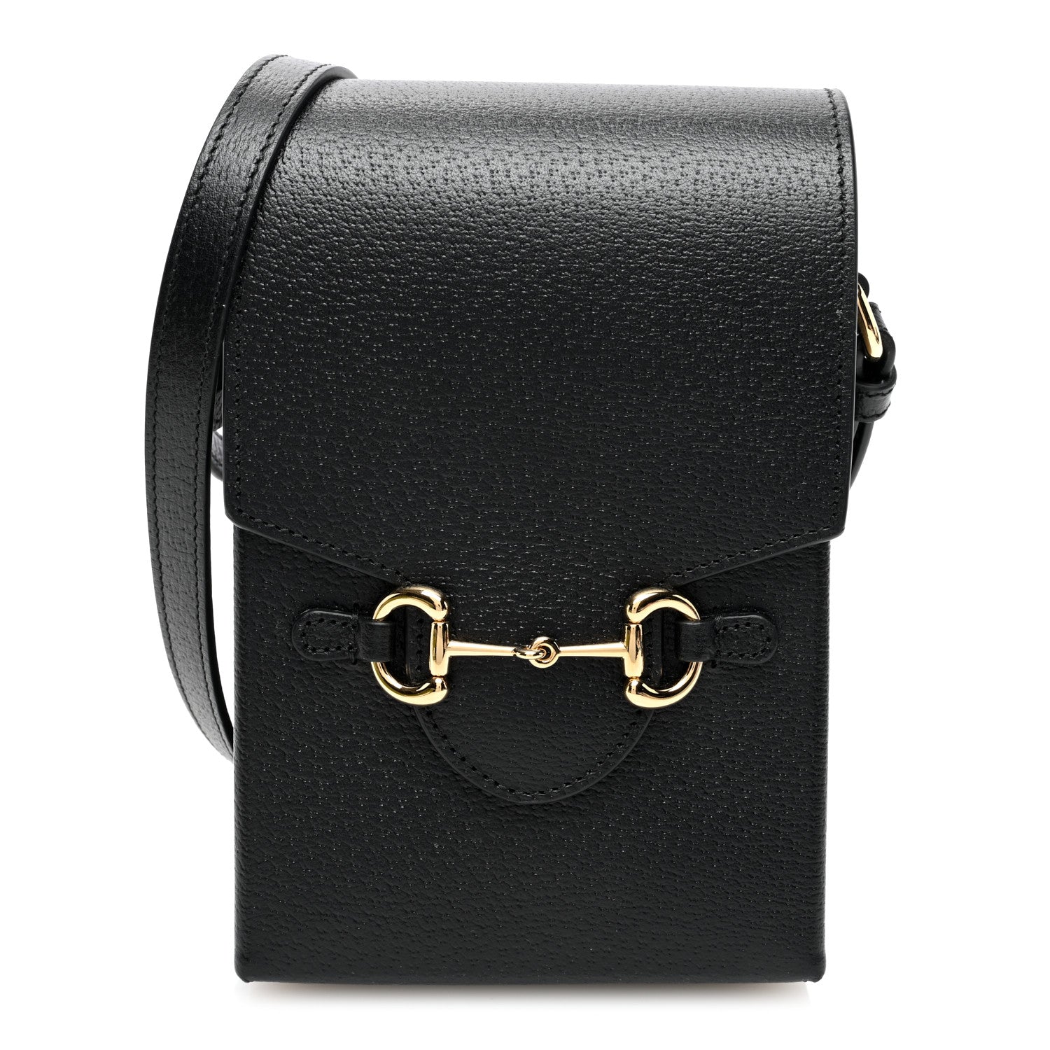 Gucci Boarded Plutone Calfskin Mini Horsebit 1955 Crossbody Bag Black 1 of 9
