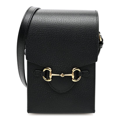 Gucci Boarded Plutone Calfskin Mini Horsebit 1955 Crossbody Bag Black 1 of 9