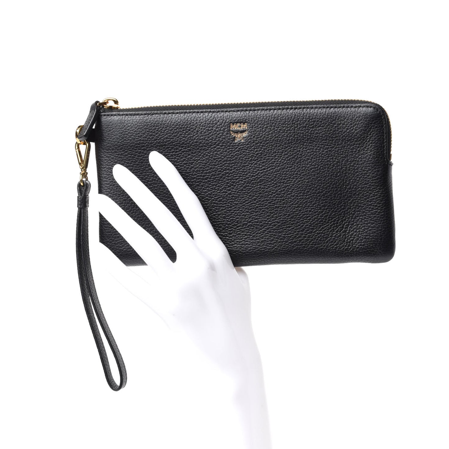 Grained Calfskin Milla Tech Pouch Black