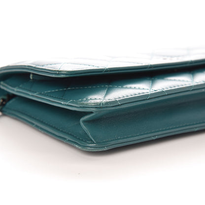Chanel Lambskin Quilted Wallet On Chain WOC Blue 9 of 11