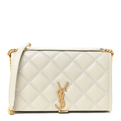Saint Laurent Lambskin Diamond Quilted Becky Chain Wallet Blanc Vintage 1 of 13