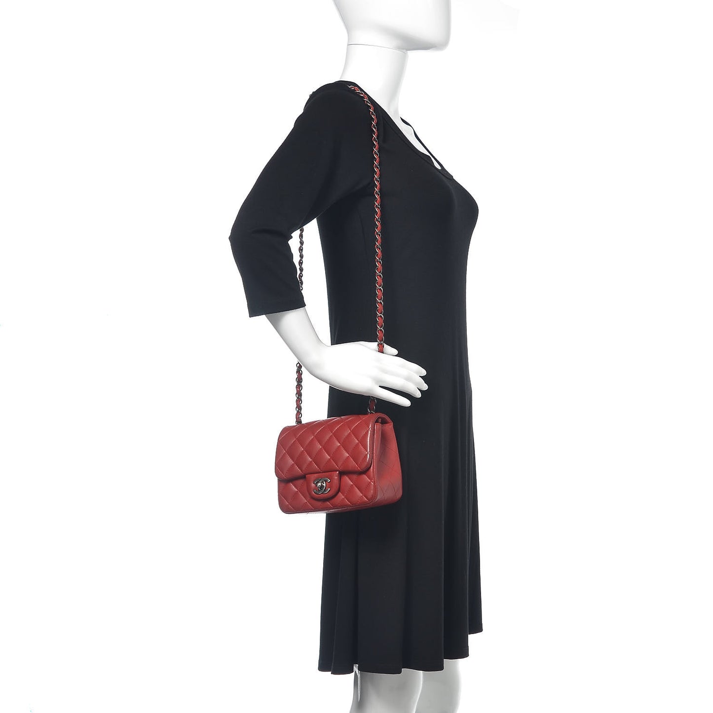 Lambskin Quilted Mini Square Flap Red