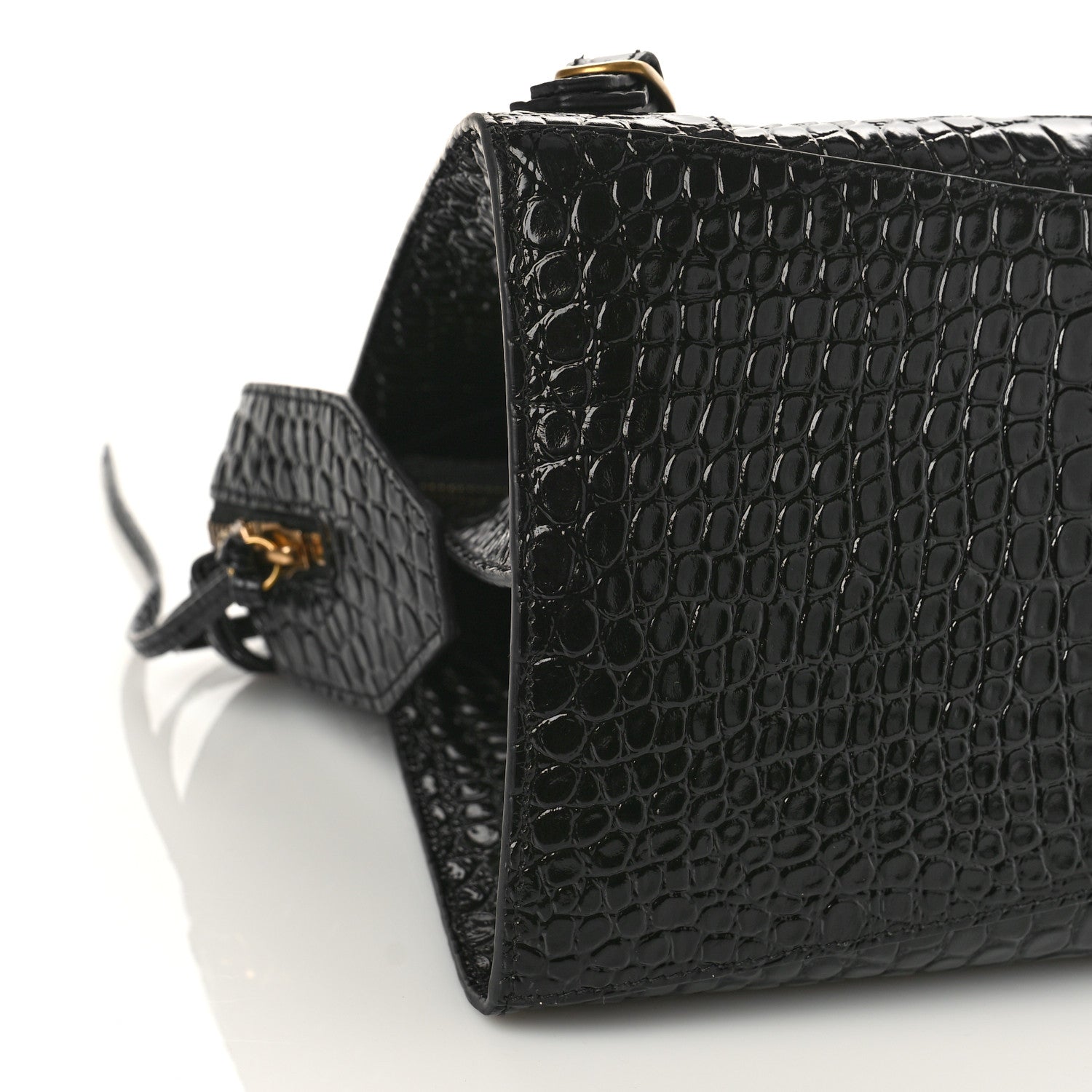 Balenciaga Shiny Supple Calfskin Crocodile Embossed Brass Hardware Neo Classic City Black 7 of 8