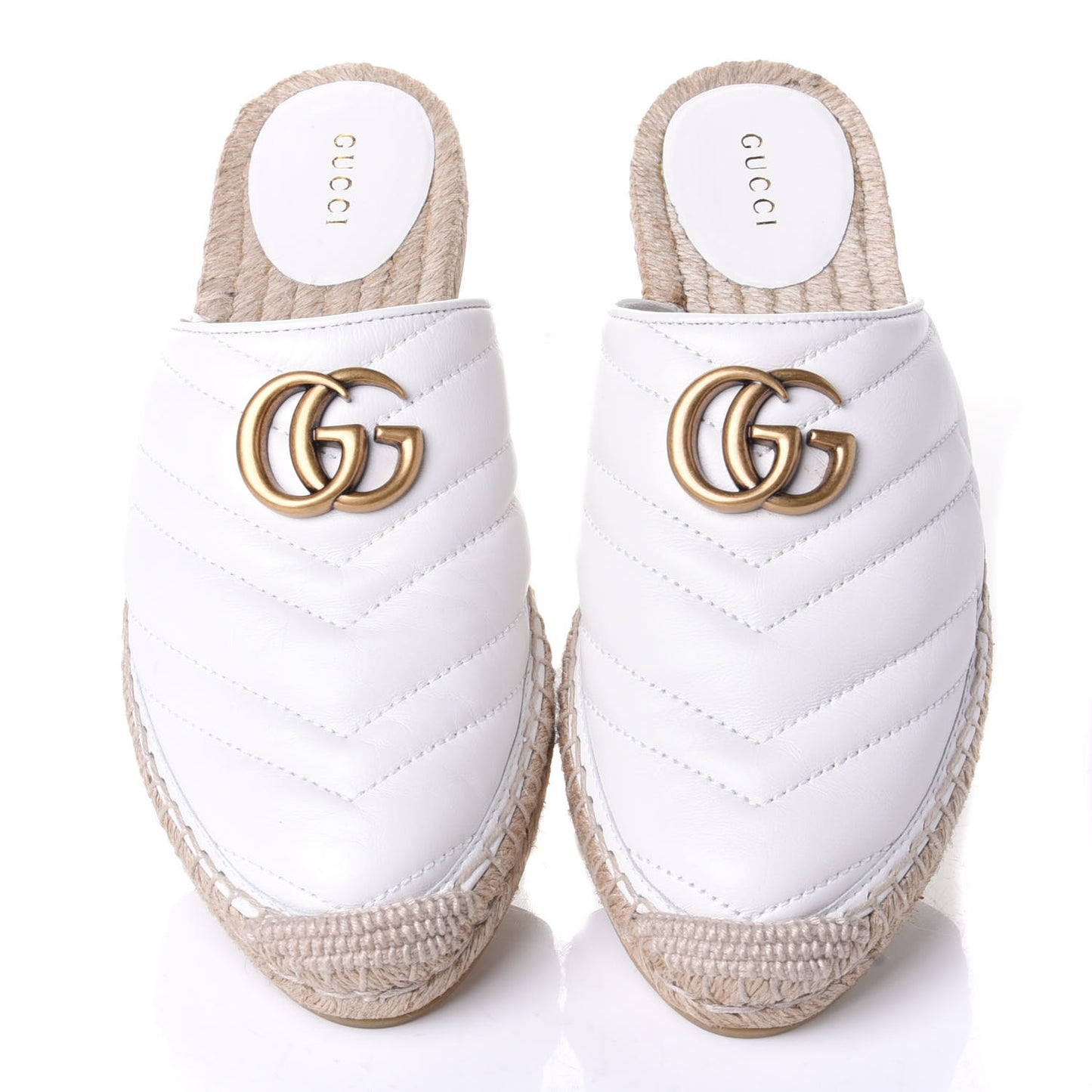 Nappa Matelasse GG Marmont Espadrille Slippers 38.5 Great White