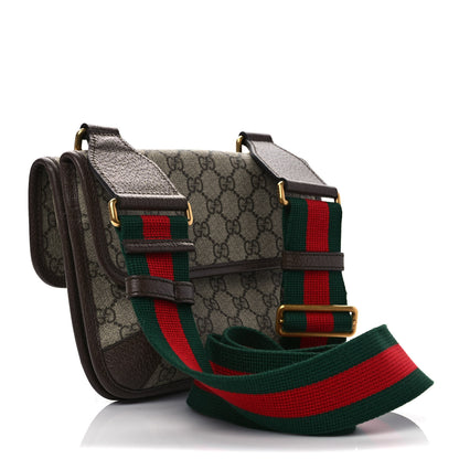 Gucci GG Supreme Monogram Web Small Neo Vintage Double Flap Messenger Bag Beige New Acero 3 of 10