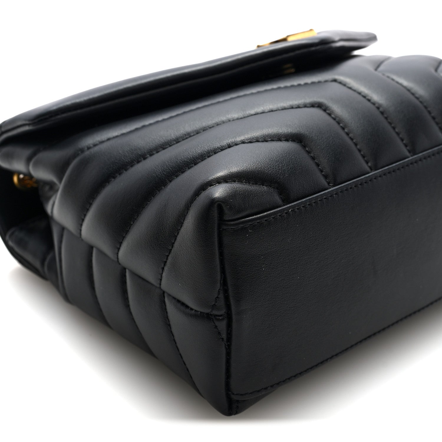 Saint Laurent Calfskin Y Quilted Monogram Small Loulou Chain Satchel Black 9 of 10