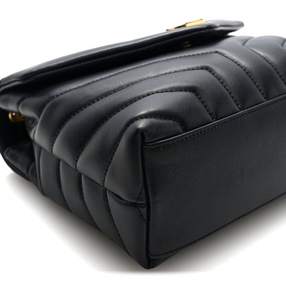Saint Laurent Calfskin Y Quilted Monogram Small Loulou Chain Satchel Black 9 of 10