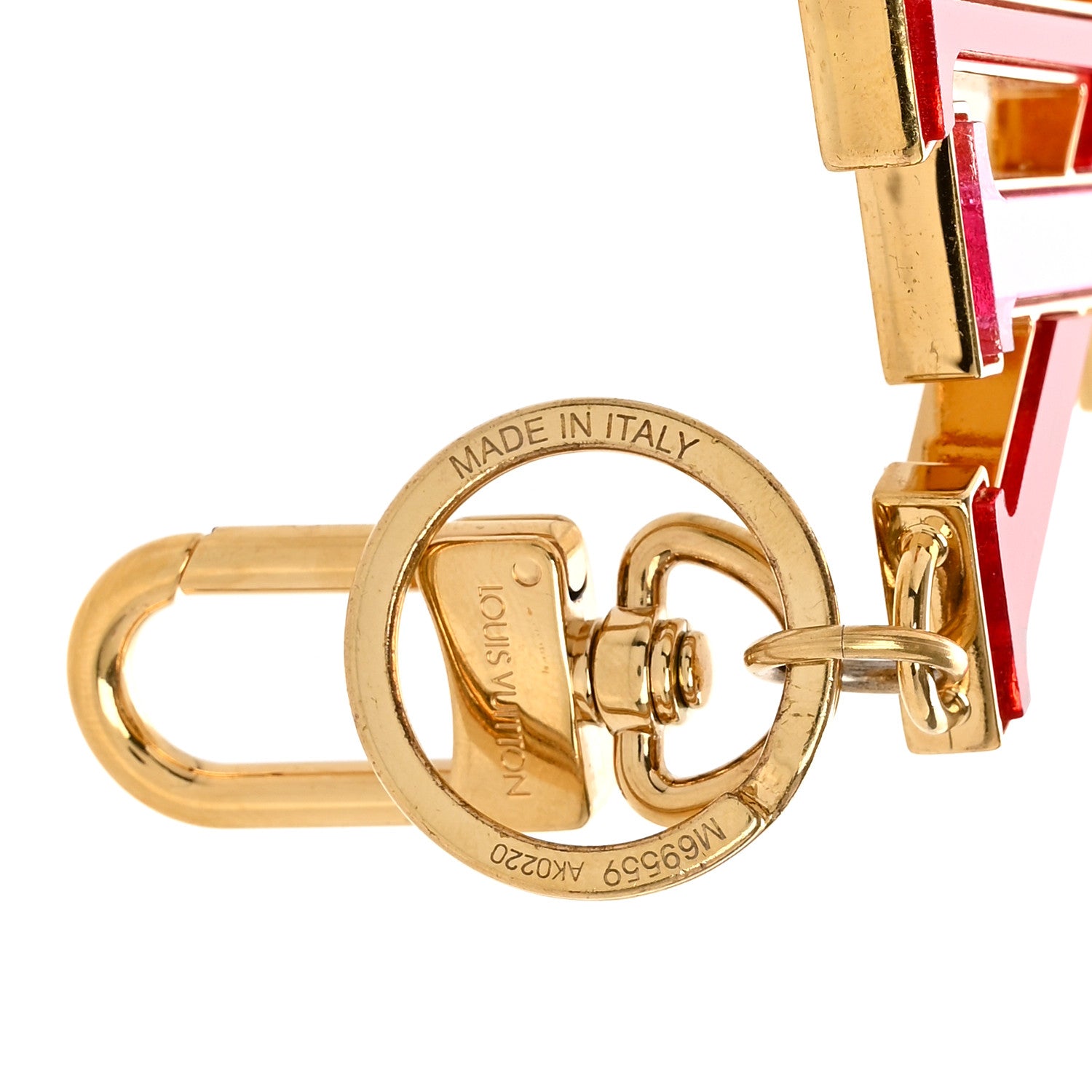 Louis Vuitton Metal LV Glass Bag Charm Key Holder Rouge Rose 3 of 3