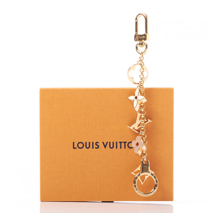 Louis Vuitton Brass Enamel Fleur De Monogram Bag Charm Chain Gold 5 of 5