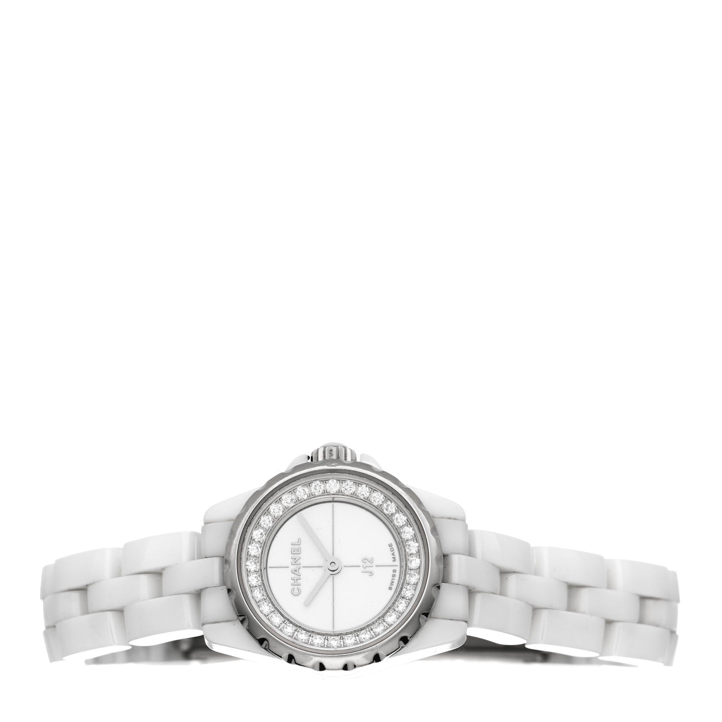 Stainless Steel Ceramic Diamond Bezel 19mm J12 Quartz Watch White