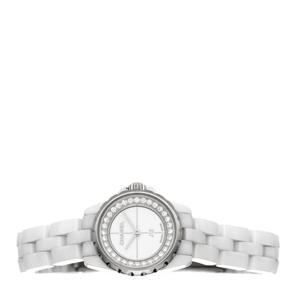 Chanel Stainless Steel Ceramic Diamond Bezel 19mm J12 Quartz Watch White 2 of 4