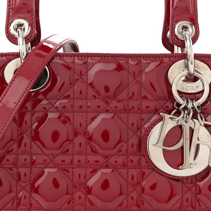 Christian Dior Patent Cannage Medium Lady Dior Burgundy Red 8 of 12