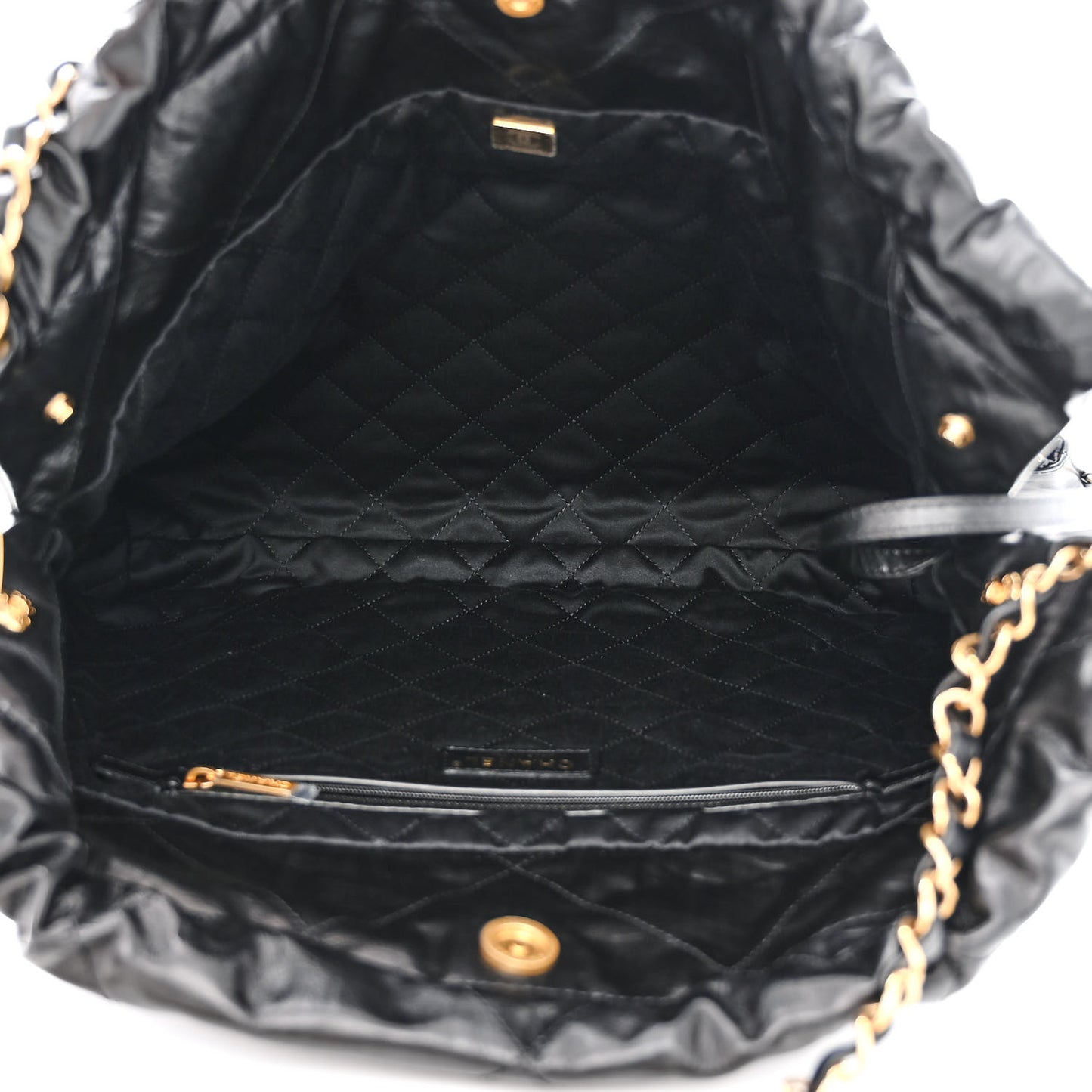Crumpled Calfskin Quilted Chanel 22 Black