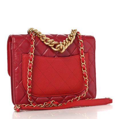 Chanel Calfskin Caviar Quilted Chain Handle Flap Red 3 of 11