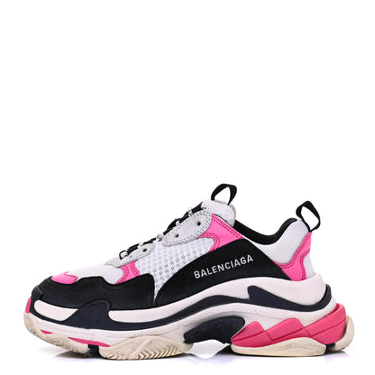 Balenciaga Fabric Mesh Womens Triple S Sneakers 36 Rose Fluo Black White 1 of 16