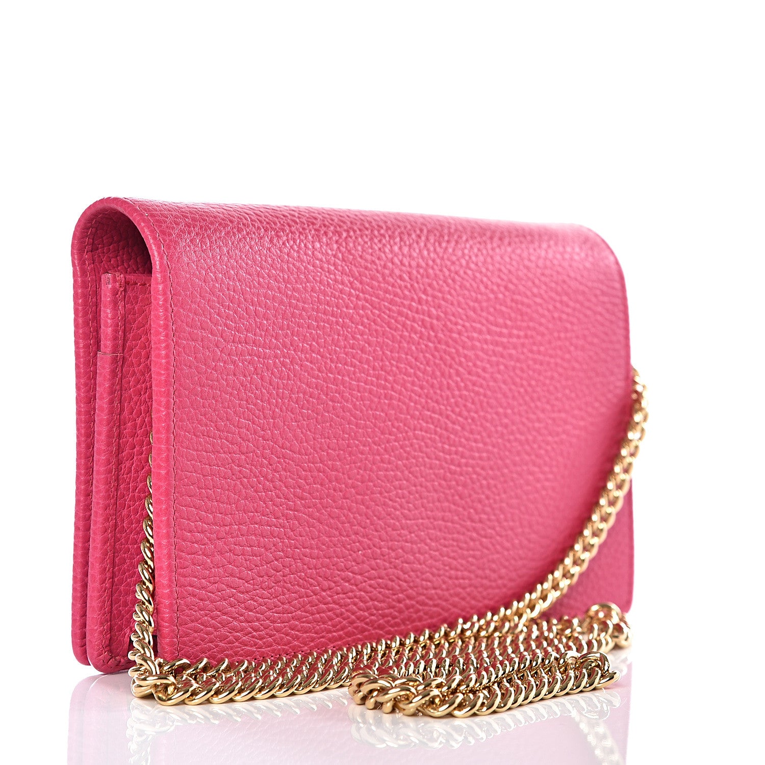 Gucci Dollar Calfskin Mini GG Marmont Chain Wallet Box Pink 2 of 9