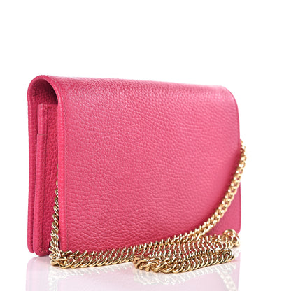 Gucci Dollar Calfskin Mini GG Marmont Chain Wallet Box Pink 2 of 9