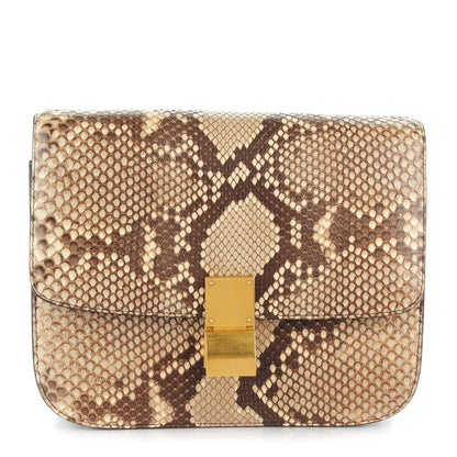 Celine Python Medium Classic Box Flap Bag Natural 1 of 7