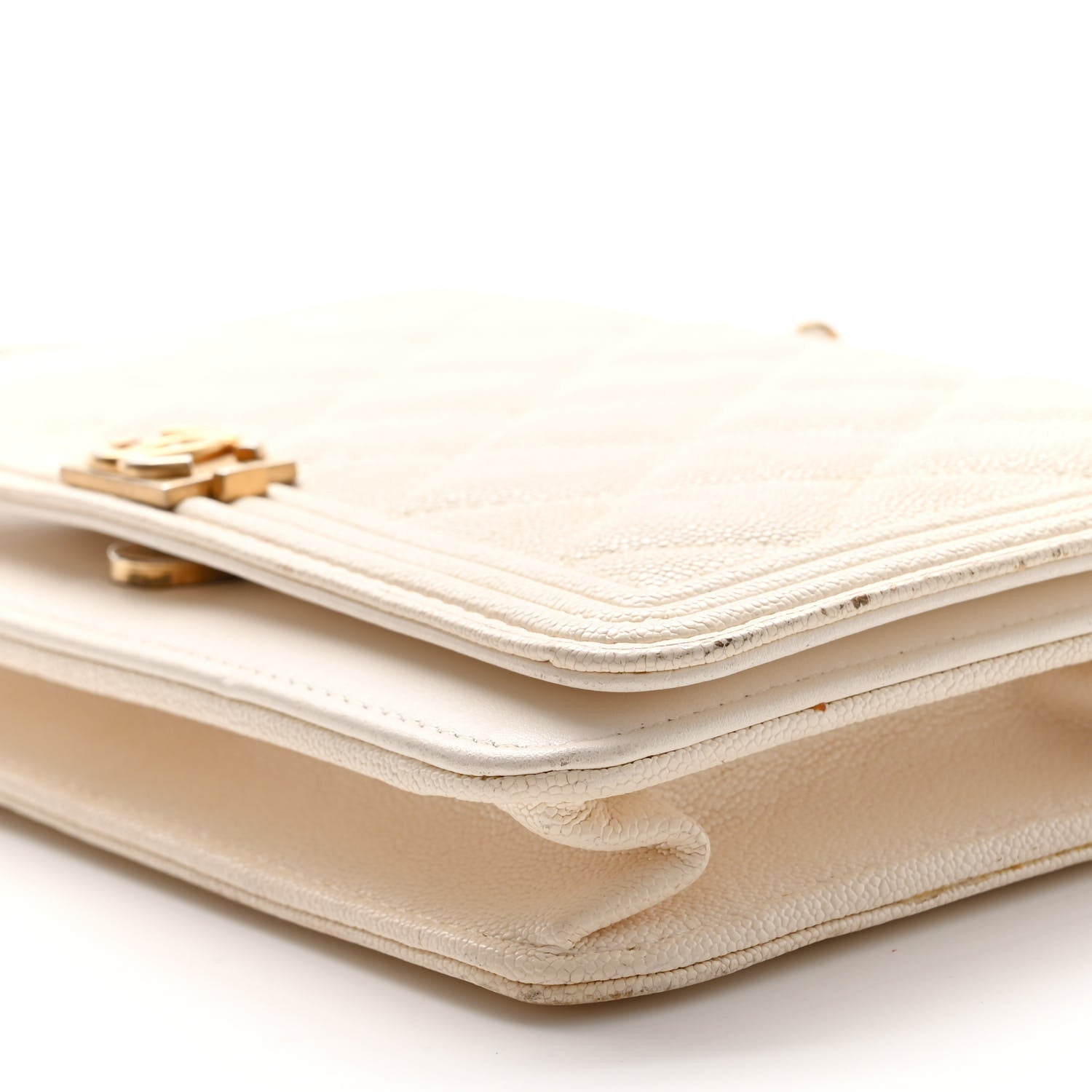 Chanel Caviar Quilted Boy Wallet On Chain WOC White 11 of 13