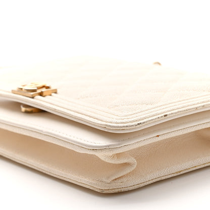 Chanel Caviar Quilted Boy Wallet On Chain WOC White 11 of 13