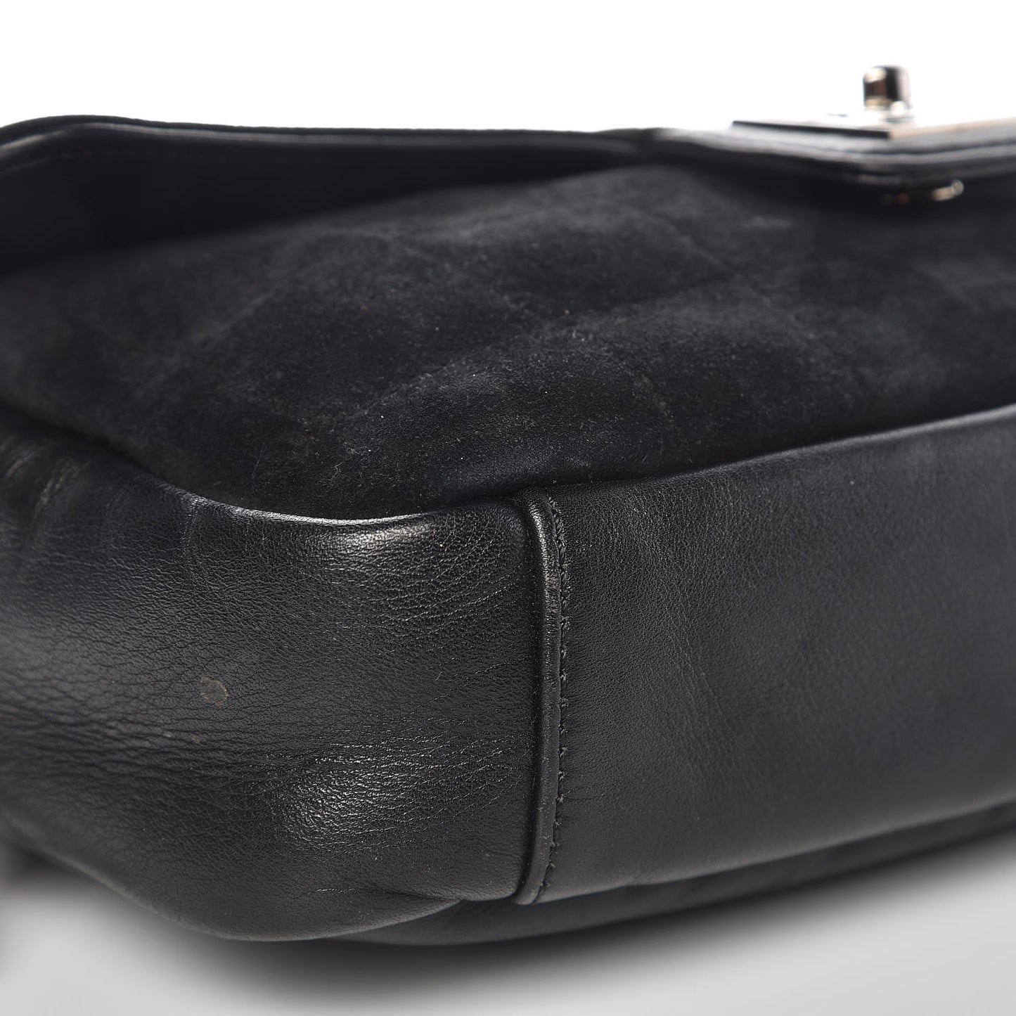 Suede Lambskin Square Stitched CC Flap Bag Black