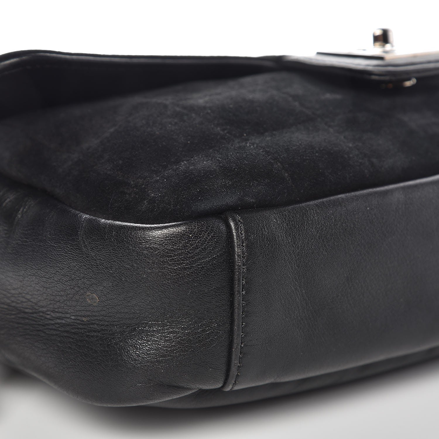 Chanel Suede Lambskin Square Stitched CC Flap Bag Black 11 of 13